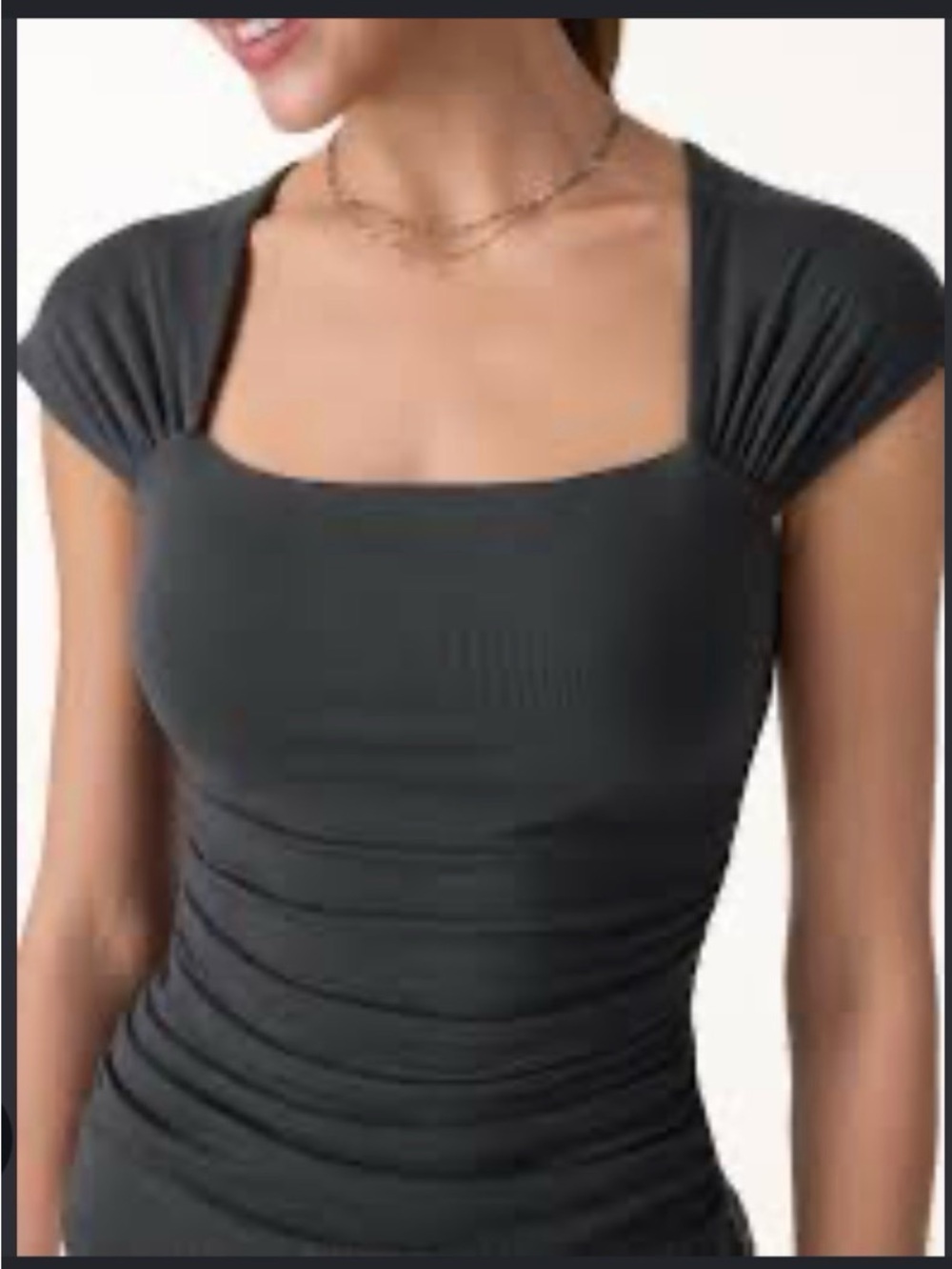 OGL Charcoal Square Neck Cap Sleeve Tank